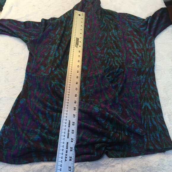 Clara Sun Woo Medium Abstract Print Shawl Collar Cardigan Sweater Lightweight - Picture 9 of 9